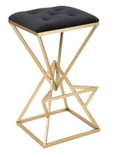 Tabouret de bar Pyramide métal doré Tissu noir