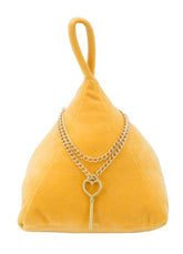 Butoir de porte triangle Velours Orange avec pendentif