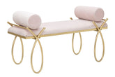 Banc Velours Rose et métal doré