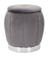 Pouf de rangement Velours Gris finition Argent