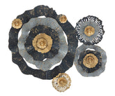 Panneau abstrait en métal Otos géométrique doré et bleu