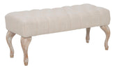 Banc en bois et tissu beige style shabby chic