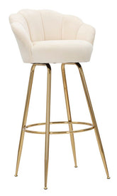 Tabouret de bar Vienna Velours Crème pieds dorés
