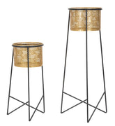 Porte-fleurs glamour en métal doré et noir