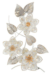 Panneau mural en métal design géométrique et floral argenté et doré