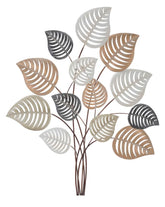 Panneau mural décoratif 3D en métal design feuilles couleur nature