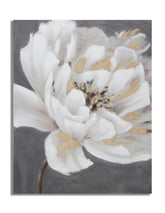 Peinture murale fleurs blanches pastel avec cadre en bois