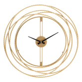 Horloge murale métal doré cadre cercles entrecroisés
