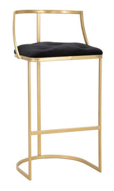 Tabouret de bar Istanbul Velours synthétique Noir métal doré