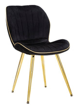 Chaise rembourrée Paris Espace Velours Noir pieds dorés (lot de 2)
