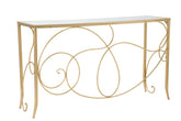 Console rectangulaire en métal doré et verre miroir