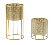 Porte-vases ronds en métal doré Golvy avec piédestal amovible