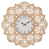 Horloge murale sculptée Ø 60 cm bois naturel