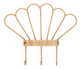 Porte-manteau mural 3 crochets métal et rotin couleur bambou naturel