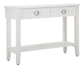Console en bois blanc 2 tiroirs avec étagère
