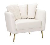 Fauteuil Kiev Tissu Beige pieds Métal Doré