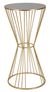 Table basse ronde en métal doré et verre miroir