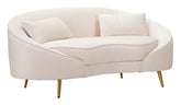 Canapé 2 places Oslo en tissu beige pieds métal doré avec 2 coussins