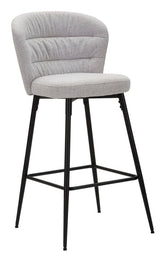Tabouret de bar Losanna Tissu gris pieds et repose-pieds métal Noir Ensemble 2 pz