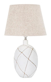 Lampe de table en résine décorations géométriques abat-jour tissu beige