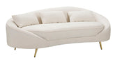 Canapé 3 places Oslo Tissu beige pieds métal doré