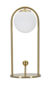 Lampe de table Glamy Métal doré Abat-jour en verre blanc