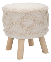 Tabouret rond Damasco Tissu rembourré pieds bois
