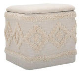 Pouf carré en tissu Damasco avec rangement Crème