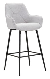 Tabouret de bar en tissu rembourré gris pieds métal noir (lot de 2)