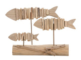 Sculpture poisson en bois socle bois
