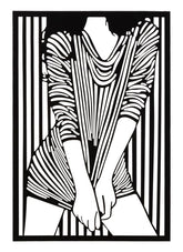 Panneau mural décoratif 3D métal Noir Fille rayée