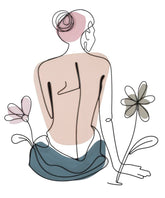 Panneau mural décoratif 3D métal Noir fille assise fleurs colorées