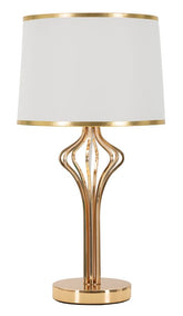 Lampe de table Slimmy Métal Doré abat-jour Tissu Blanc avec finitions Dorées