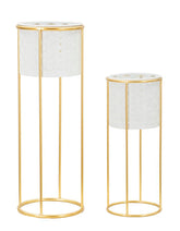 Supports de vase en métal blanc et doré 2 pièces