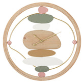 Horloge murale ronde métal et bois décorations pastel