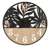 Horloge murale ronde en métal et bois Palm