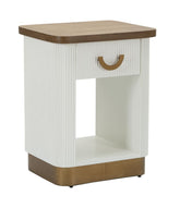 Table de chevet Tolosa Bois Blanc et Inserts en Bois Brun