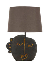 Lampe de table Tribal Résine Noir abat-jour Tissu Gris