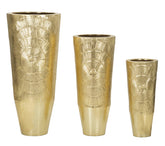 Vases en métal doré Lot de 3 avec décorations circulaires en relief