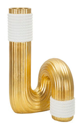 Vase en résine dorée avec finitions blanches