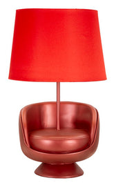 Lampe de table Midcentury résine rouge abat-jour tissu rouge
