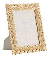 Cadre photo rectangulaire Solis Résine dorée tissage de feuilles