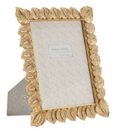 Cadre photo rectangulaire en résine design pétales doré