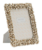 Cadre photo rectangulaire en résine design fleurs argenté