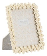 Cadre photo rectangulaire résine fleurs crème