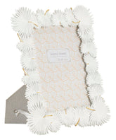 Cadre photo en résine rectangulaire Feuille de Palmier Blanc ornement doré