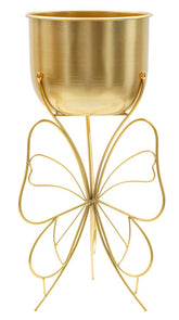 Support de vase en métal doré avec base en forme de papillon