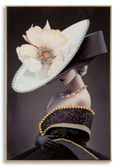 Tableau mural encadré Wien Femme au chapeau cadre en bois et métal doré