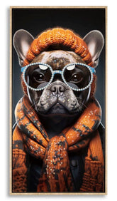 Tableau mural Bad Bully cadre en bois et métal doré avec applications en relief