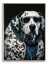 Tableau mural Chien Dalmatien avec cadre en bois et métal argenté